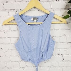 SHAREEN Collections Belly Tie Crop Top Blue Size 8